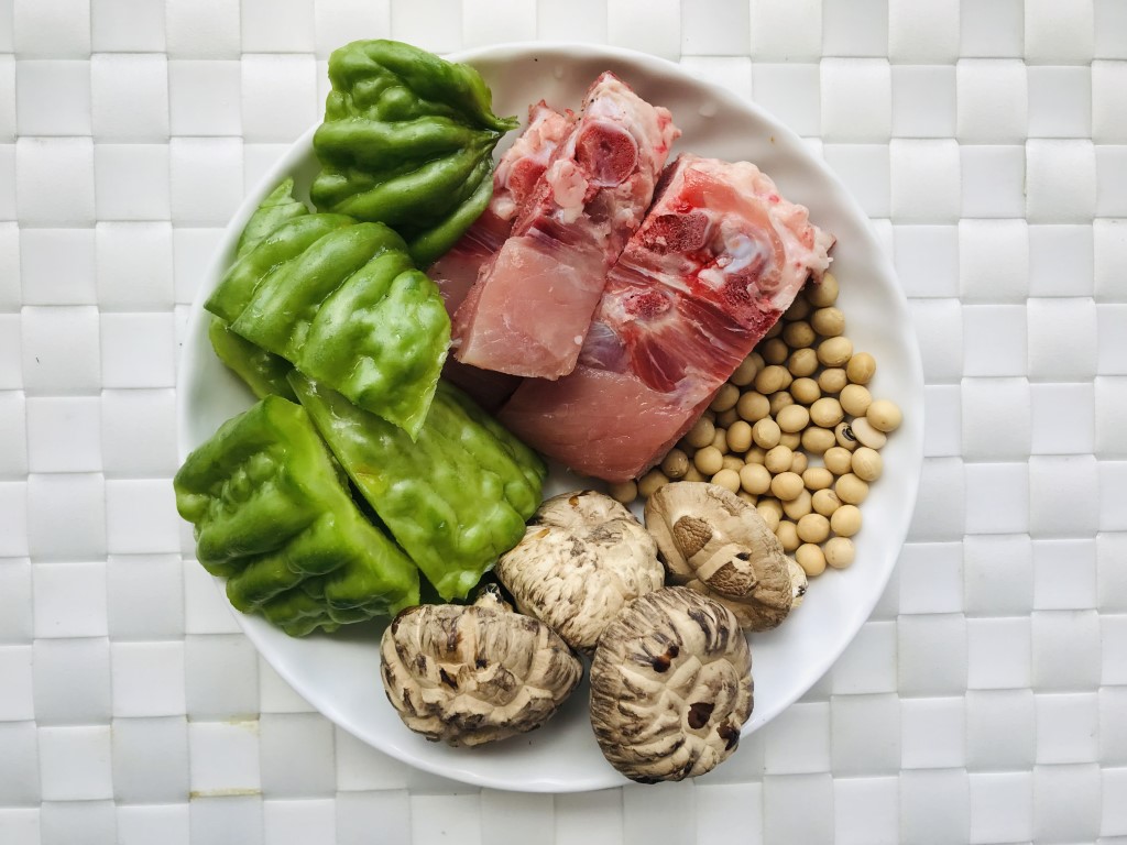 Bitter Melon Soybean Shiitake Pork Rib Soup (Ku Gua Huang Dou Dong Gu Pai Gu Tang)