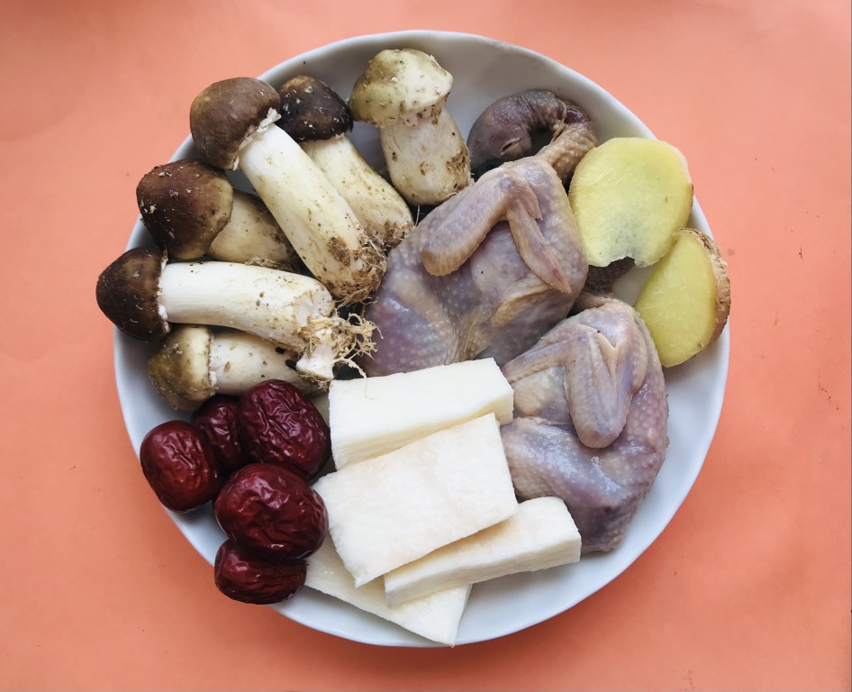 Agaricus Mushroom, Chinese Yam and Quail Soup