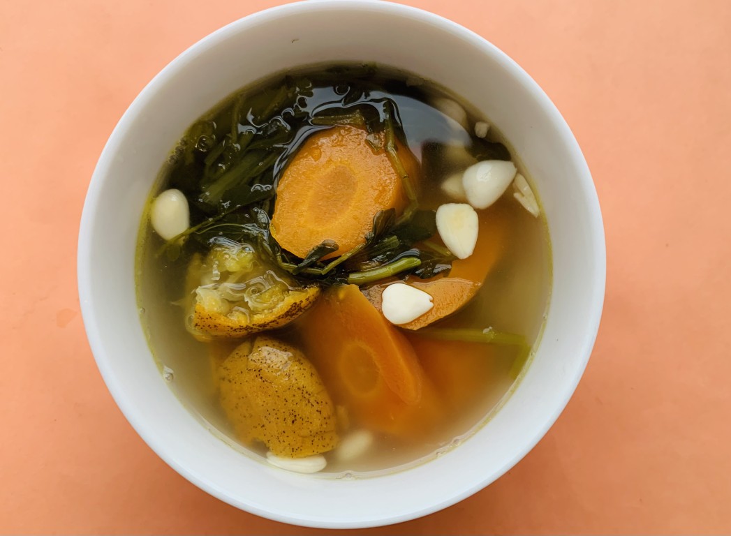 Watercress, South Almond, Carrot & Dried-Tangerine Soup