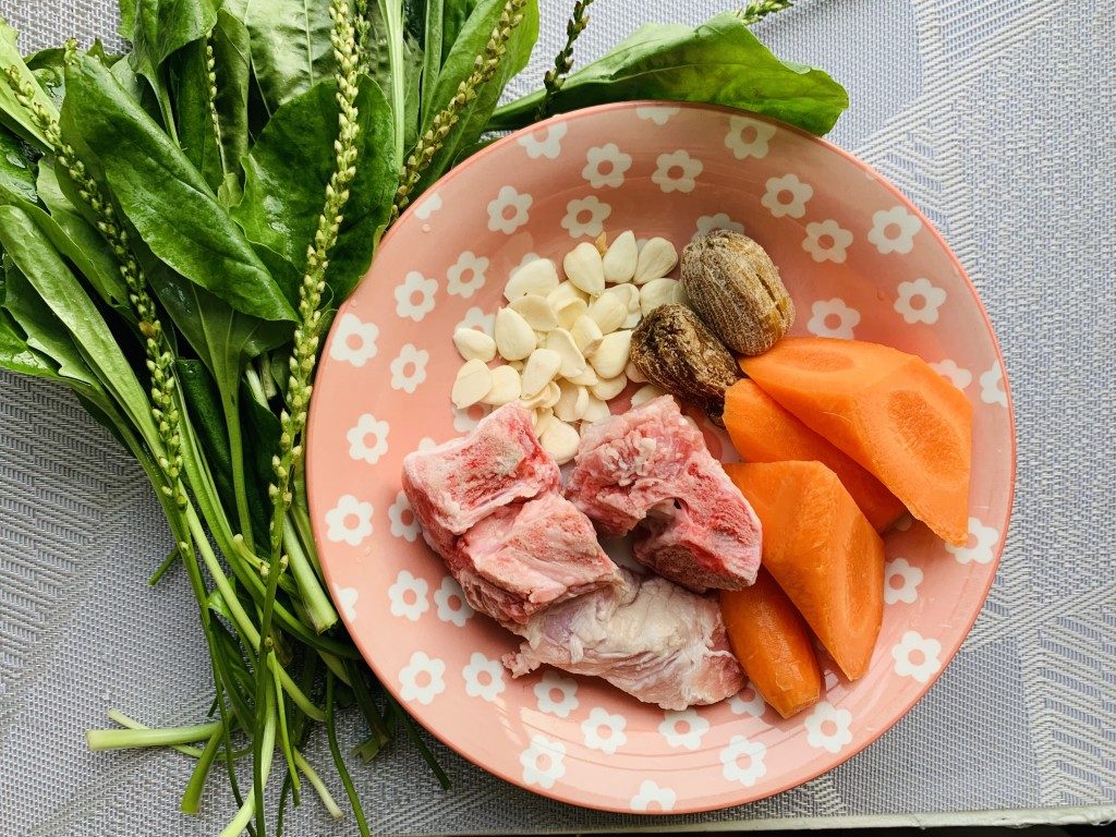 Plantain, Carrot, Almond and Pork Rib Soup