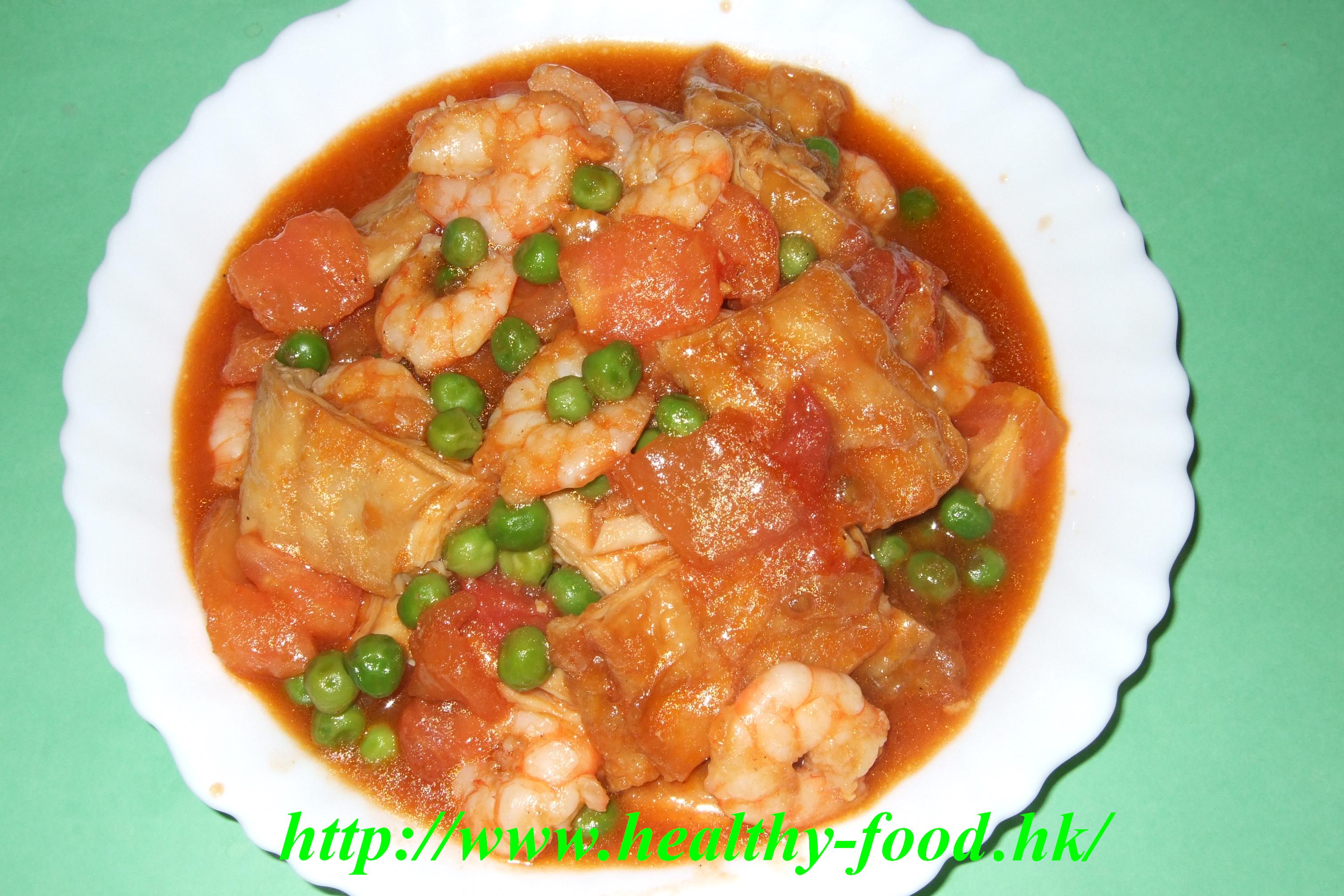 Tomato and Shrimp Braised Fresh Tofu Skin
