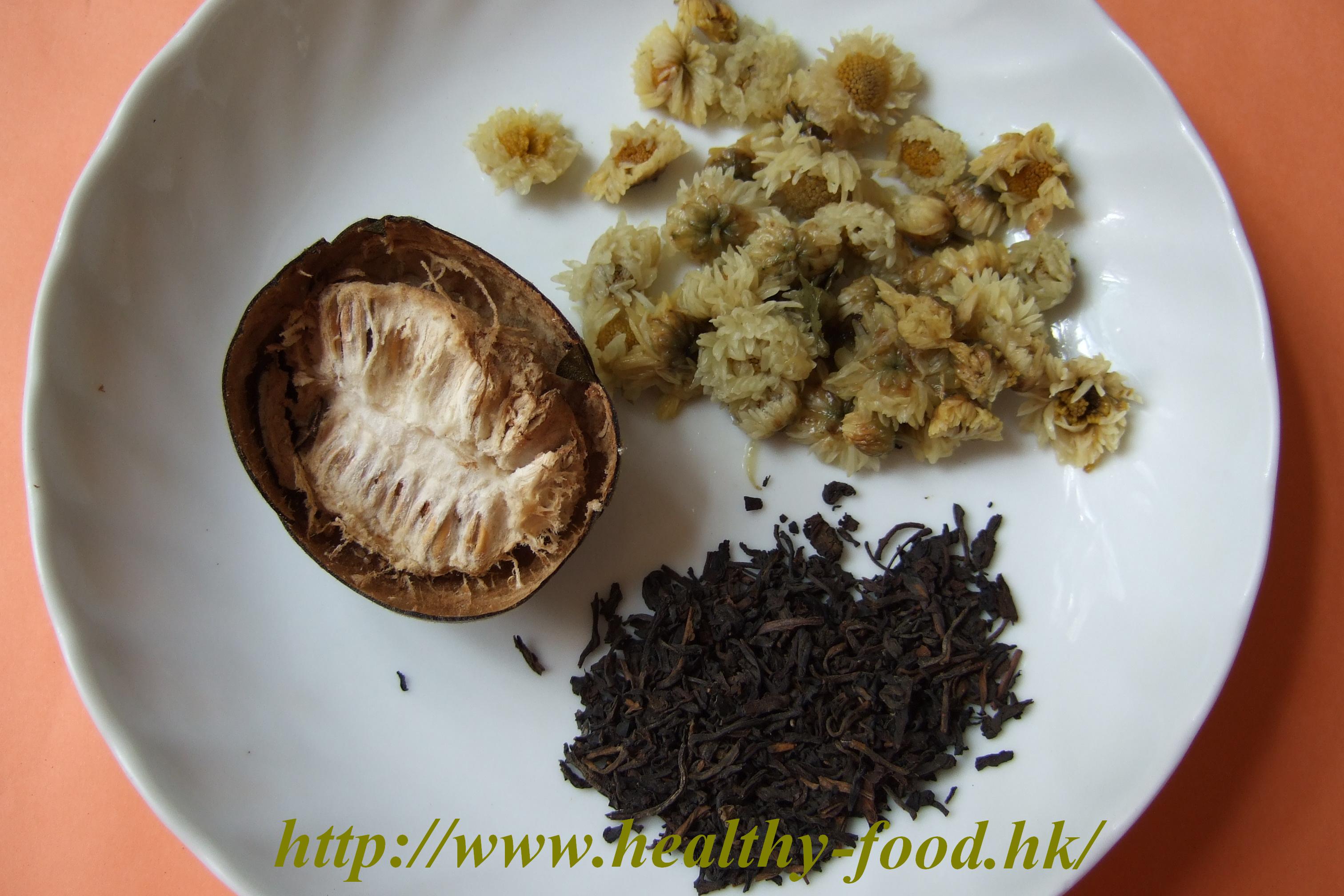 Three-Treasure Tea (Pu-erh, Chrysanthemum, Luo Han Guo)