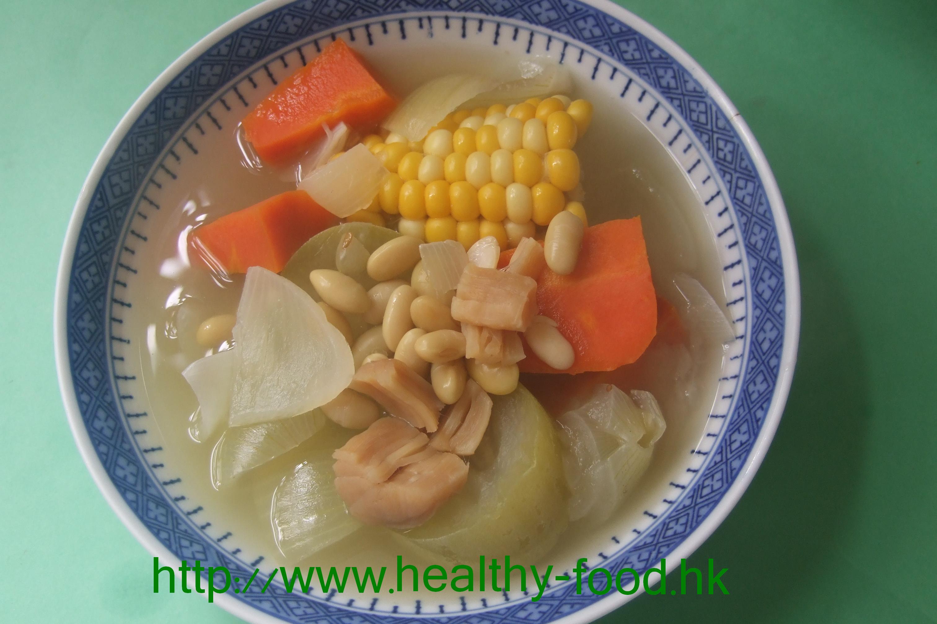 Corn, Onion, Fuzzy Melon & Dried Scallop Soup