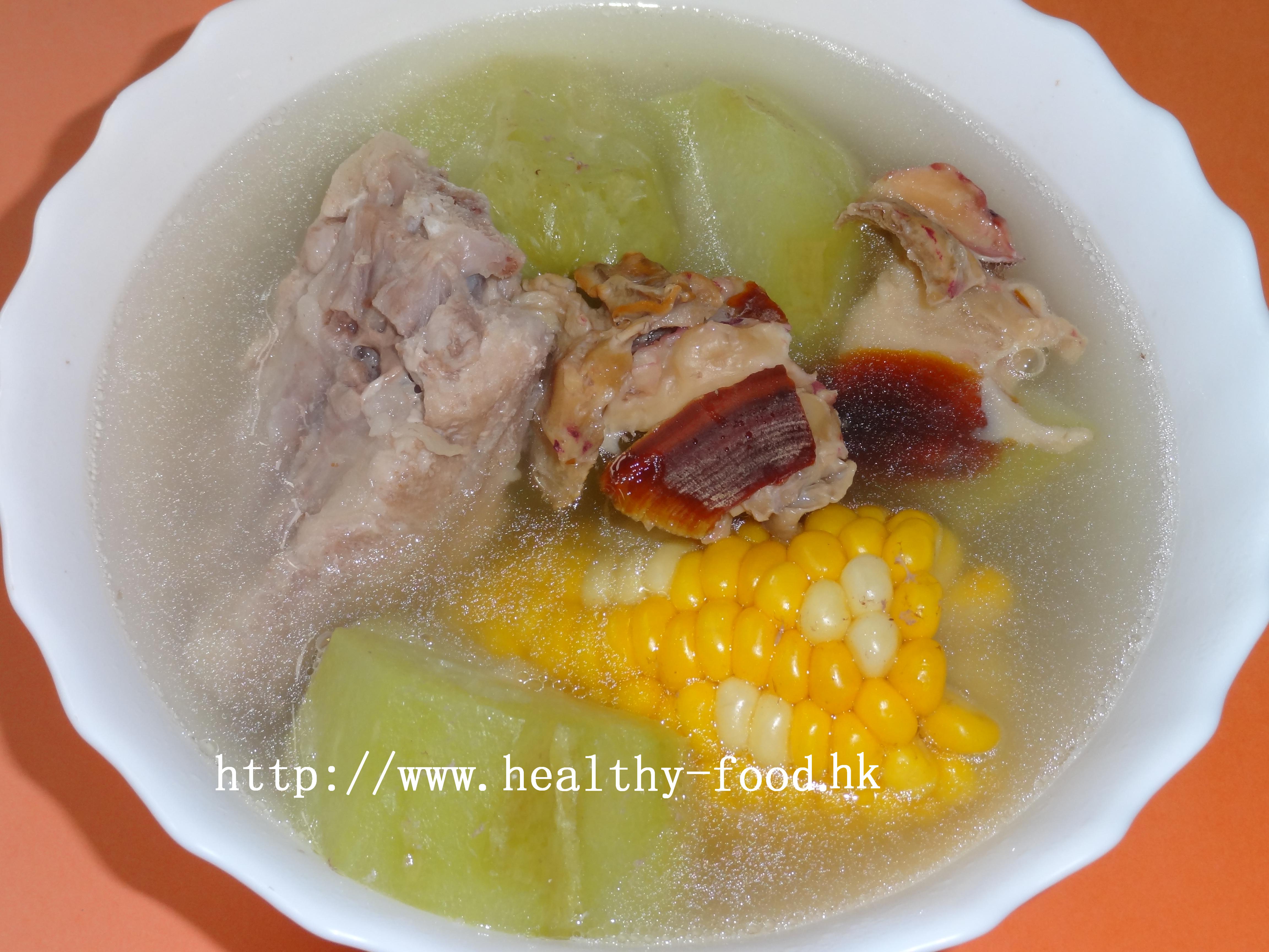 Chayote, Corn and Dried Whelk Soup
