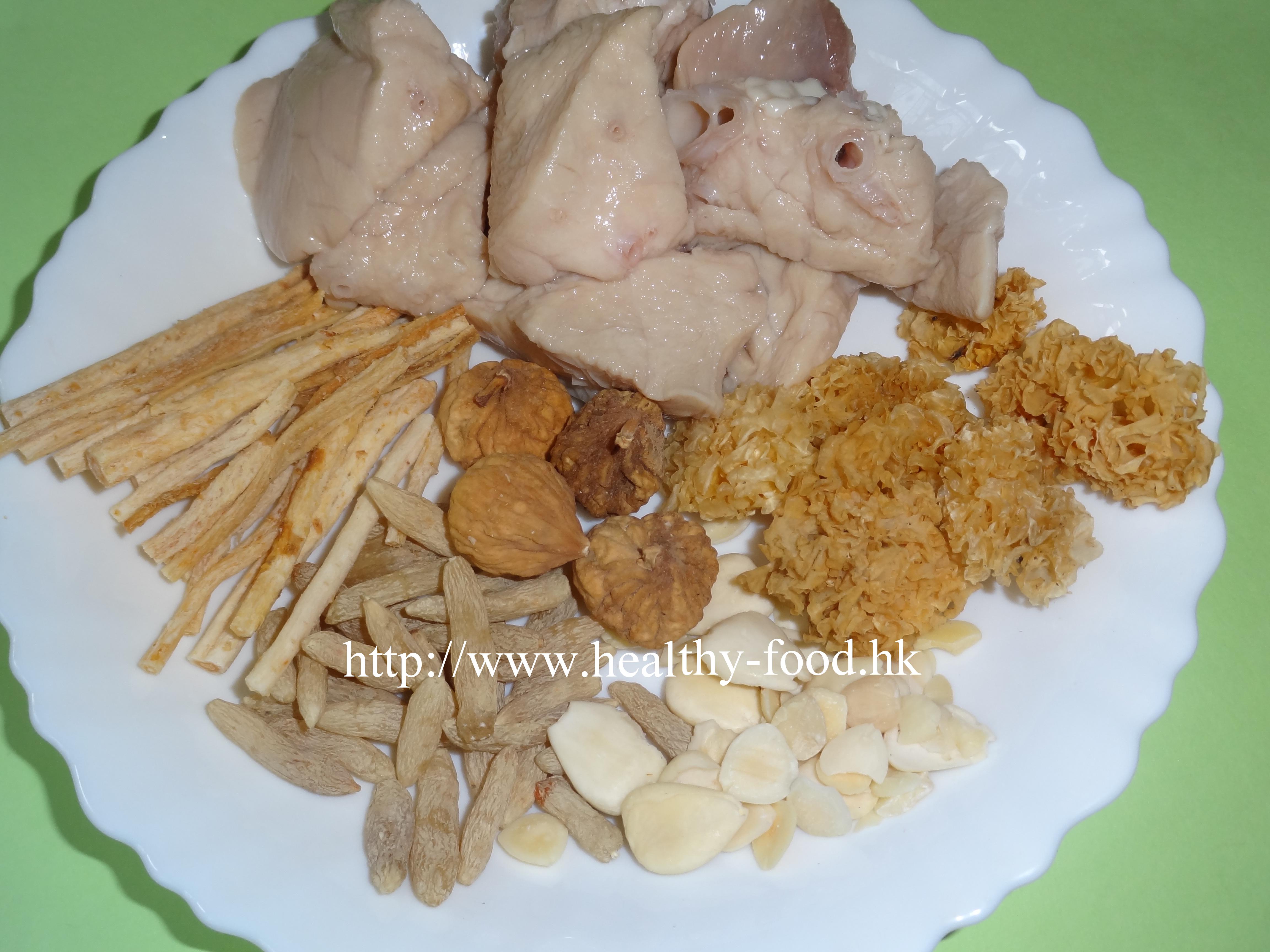 Glehnia Root, Ophiopogon, Snow Fungus, Almond and Pig Lung Soup