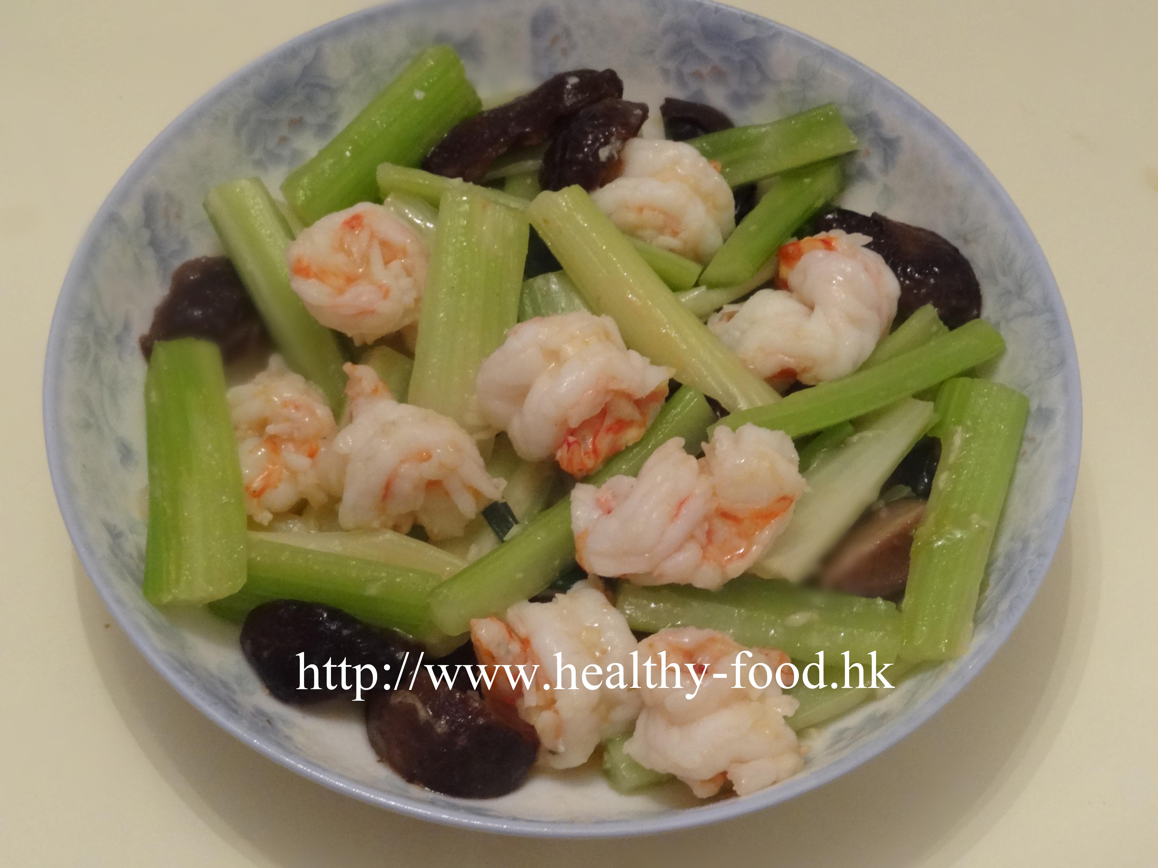 Celery, Shiitake Mushroom and Prawn Ball Stir-Fry