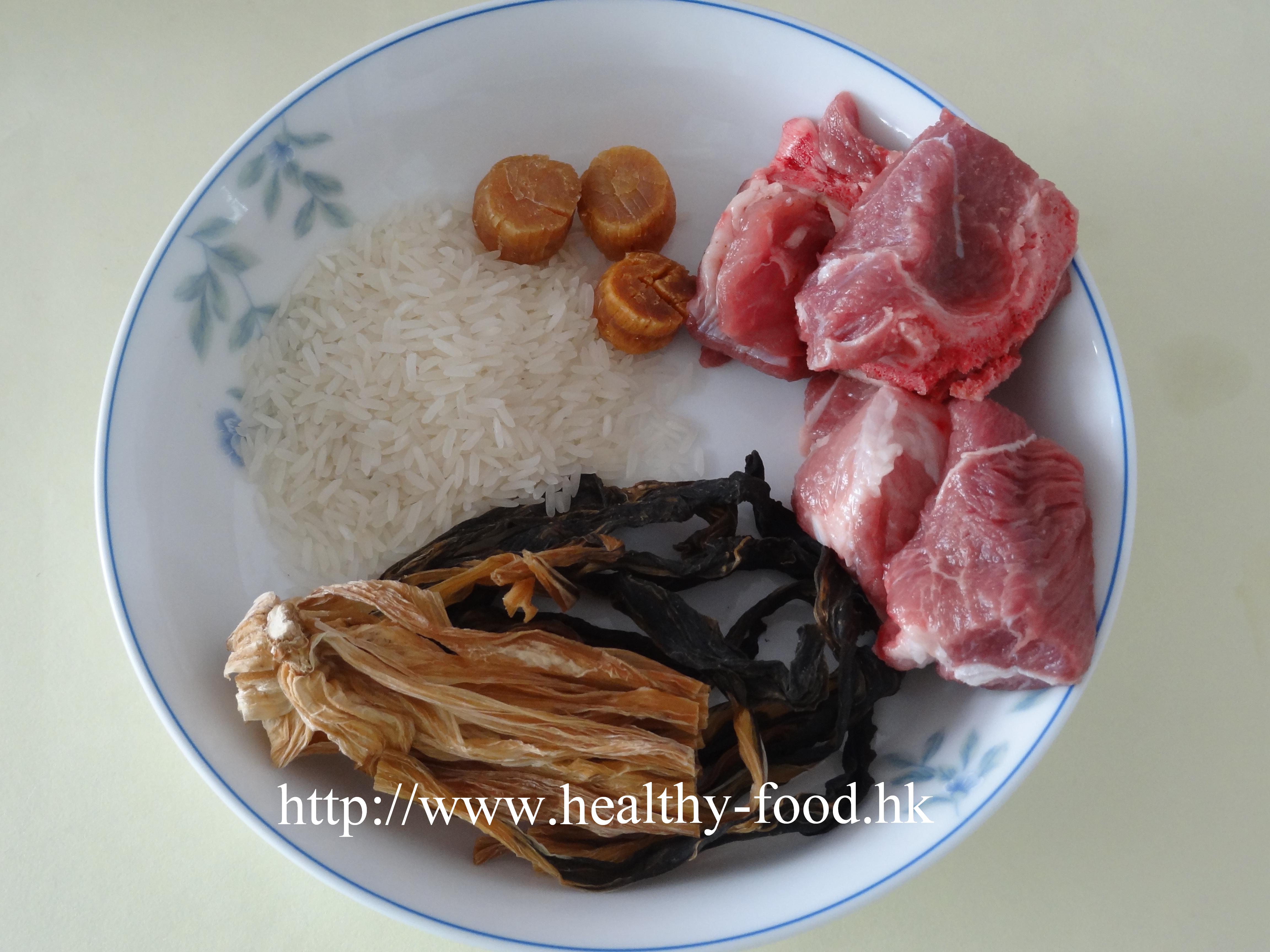 Dried Vegetable (Cai Gan), Scallop and Pork Bone Congee