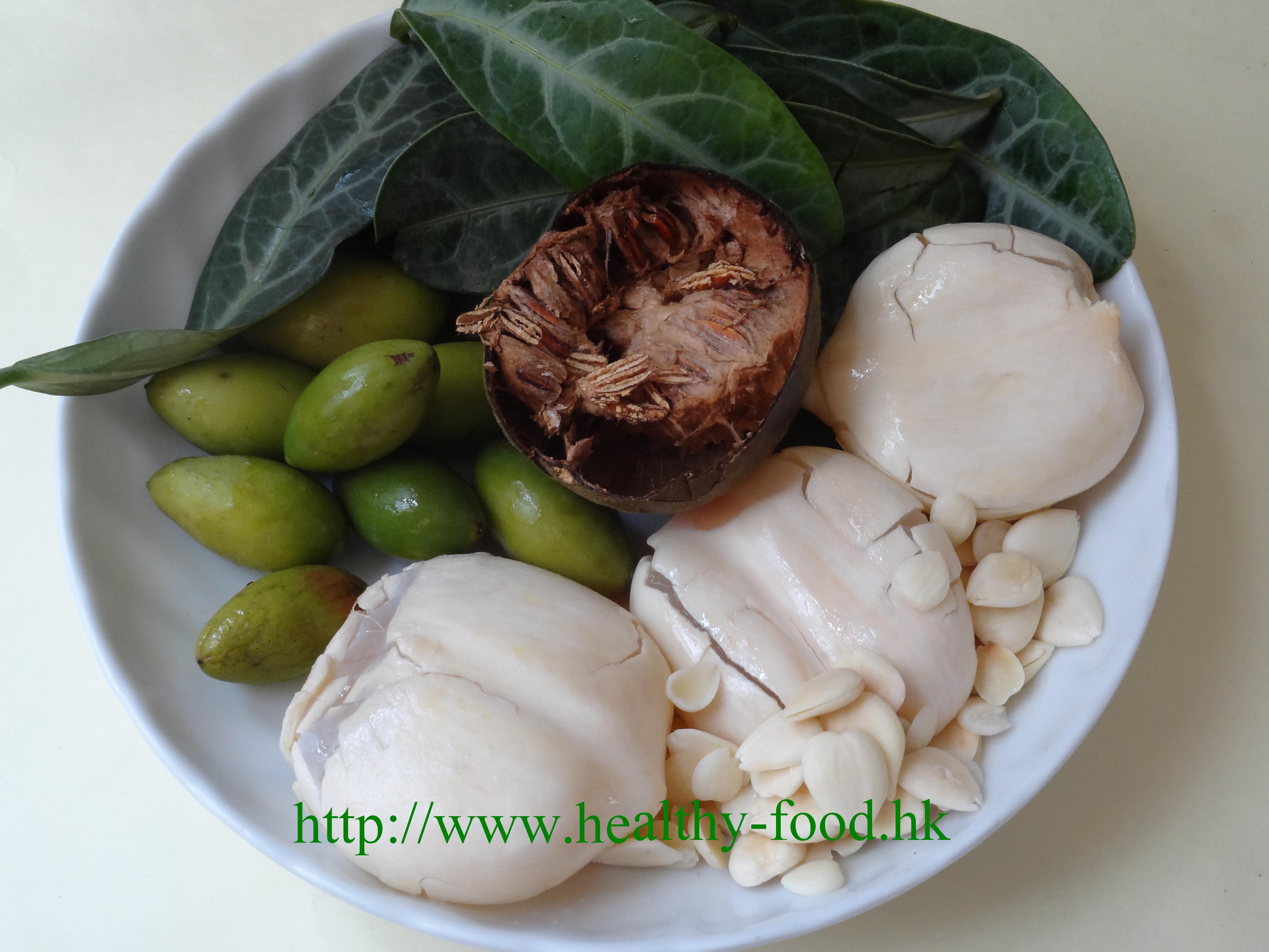Green Olive, Dragon Tongue Leaf, Luo Han Guo and Palm Fruit Soup