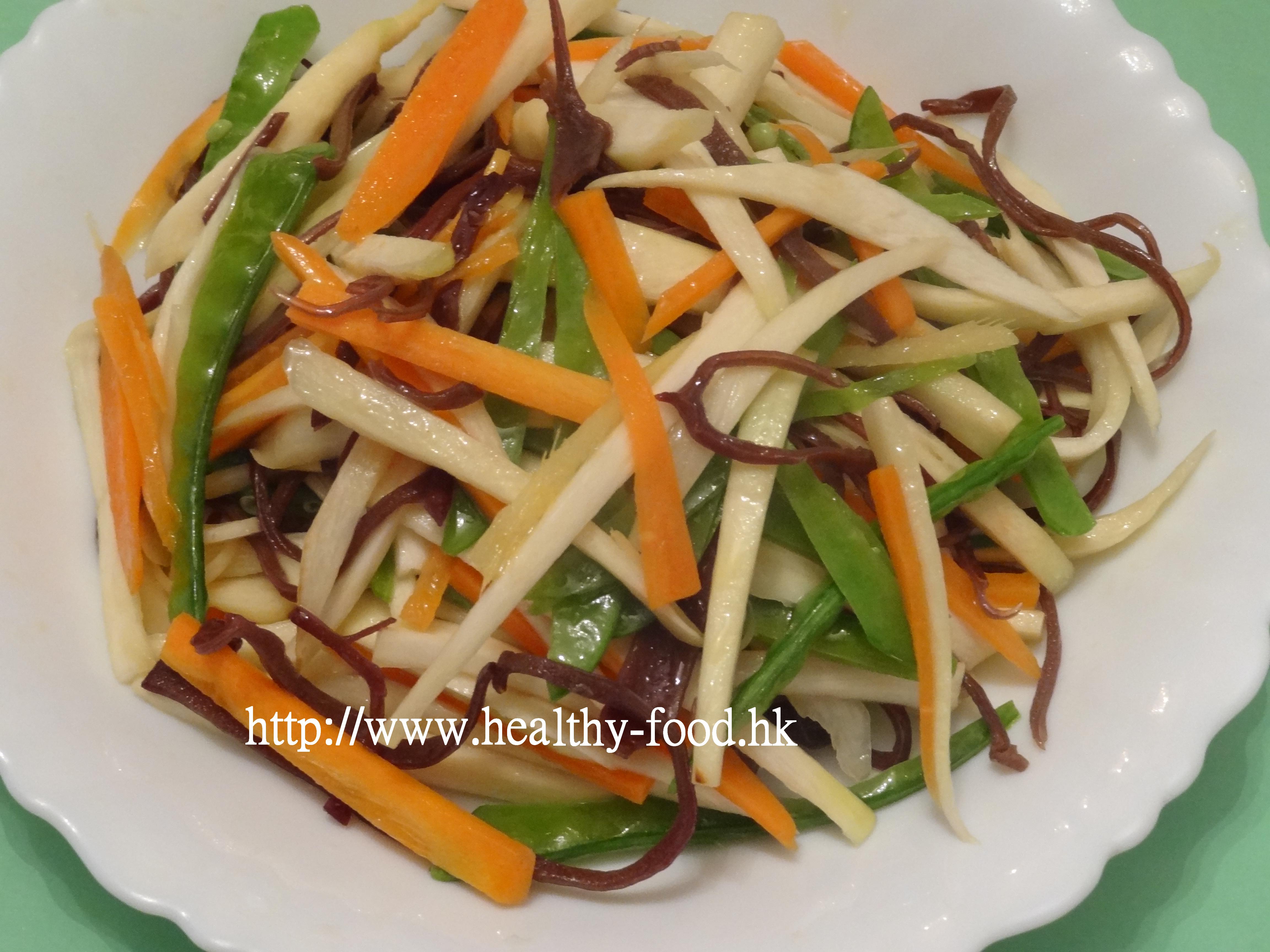 Water Bamboo with Carrot, Black Fungus and Snow Peas