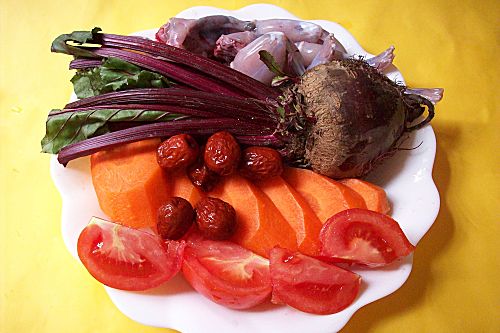 Beetroot, Frog, Tomato and Carrot Soup