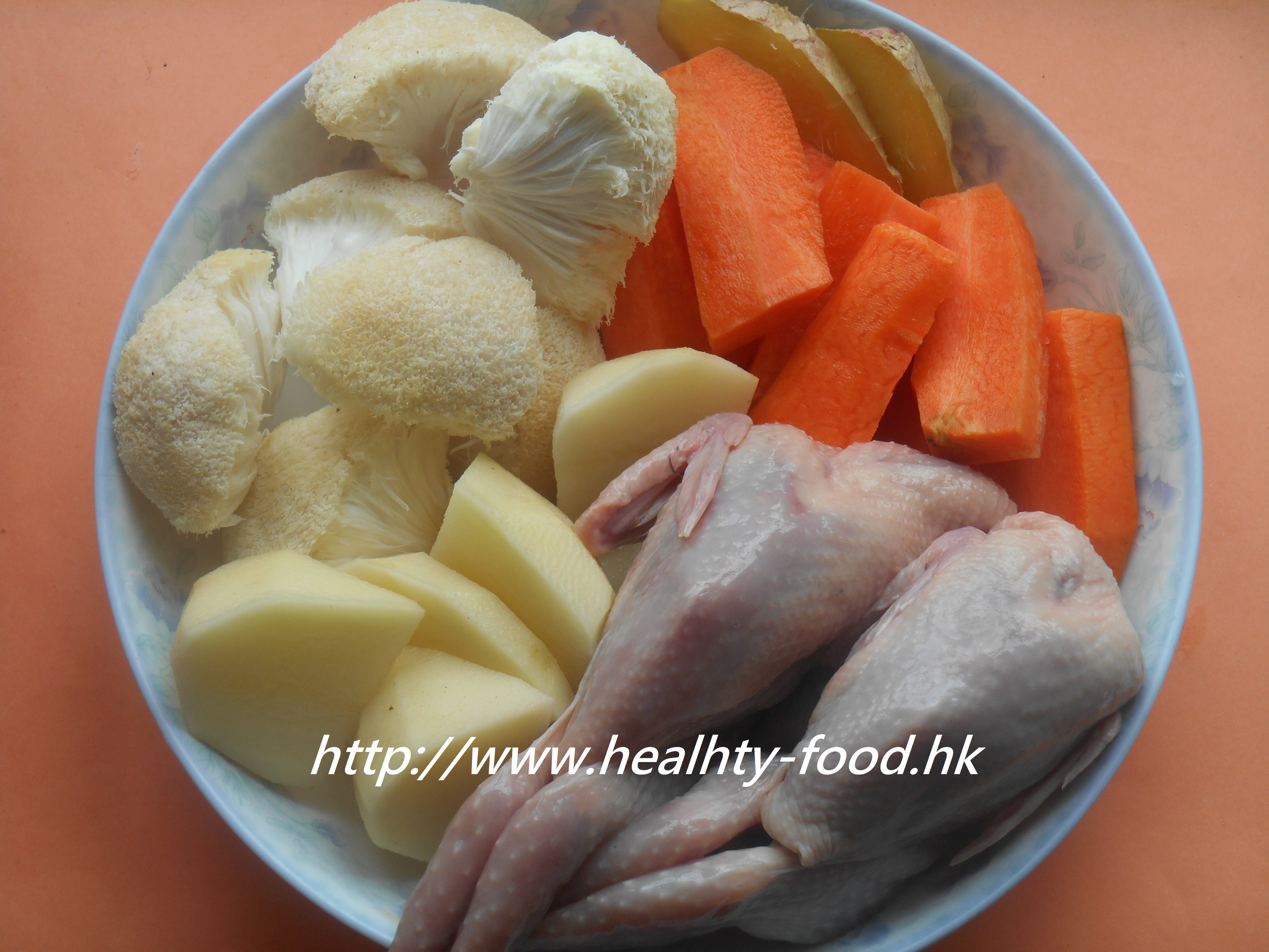Fresh Lion's Mane Mushroom, Potato, Carrot & Quail Soup