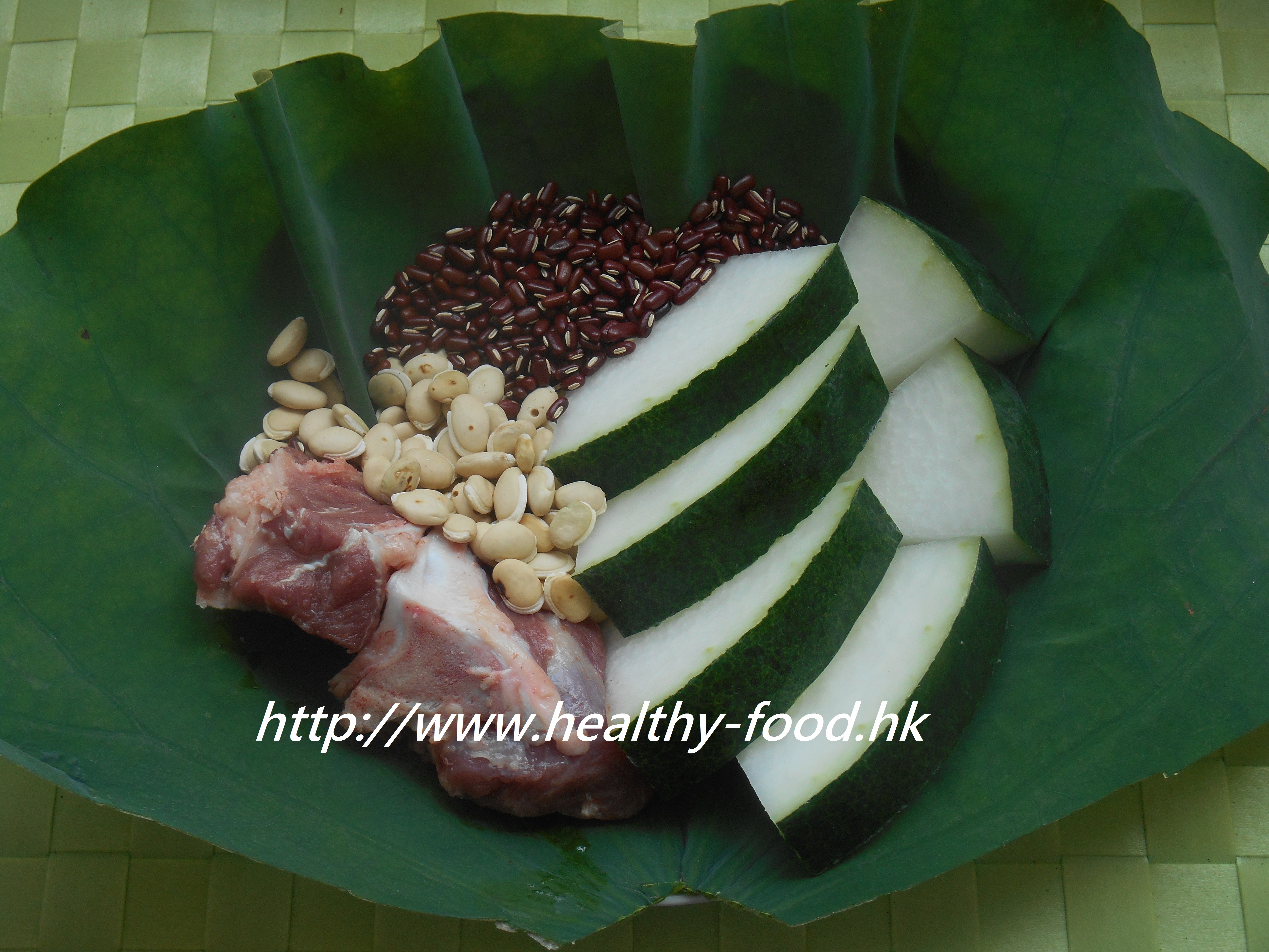 Fresh Lotus Leaf, Winter Melon, Red Bean and Pork Rib Soup