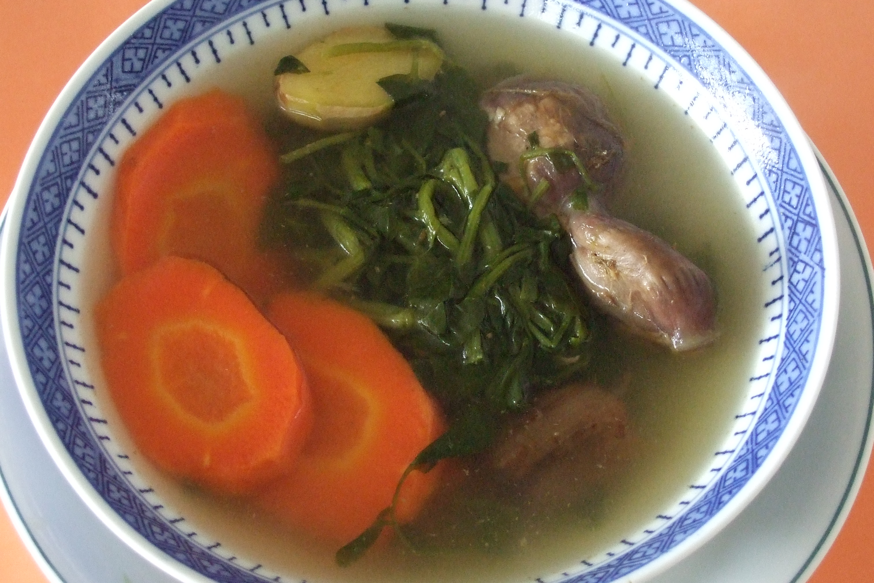 Watercress, Dried Duck Gizzard and Carrot Soup
