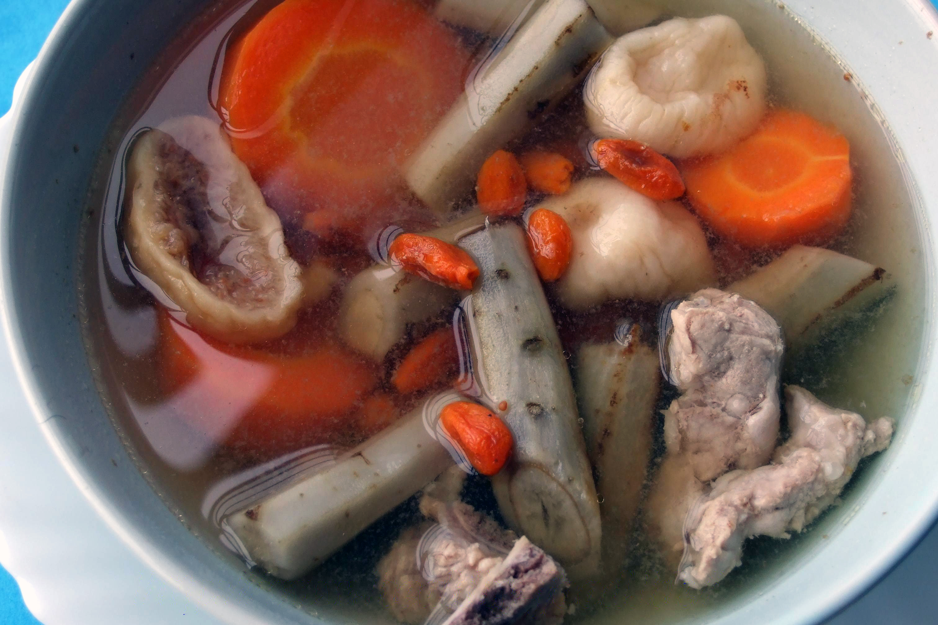 Burdock, Goji Berry, Fig, and Carrot Pork Rib Soup