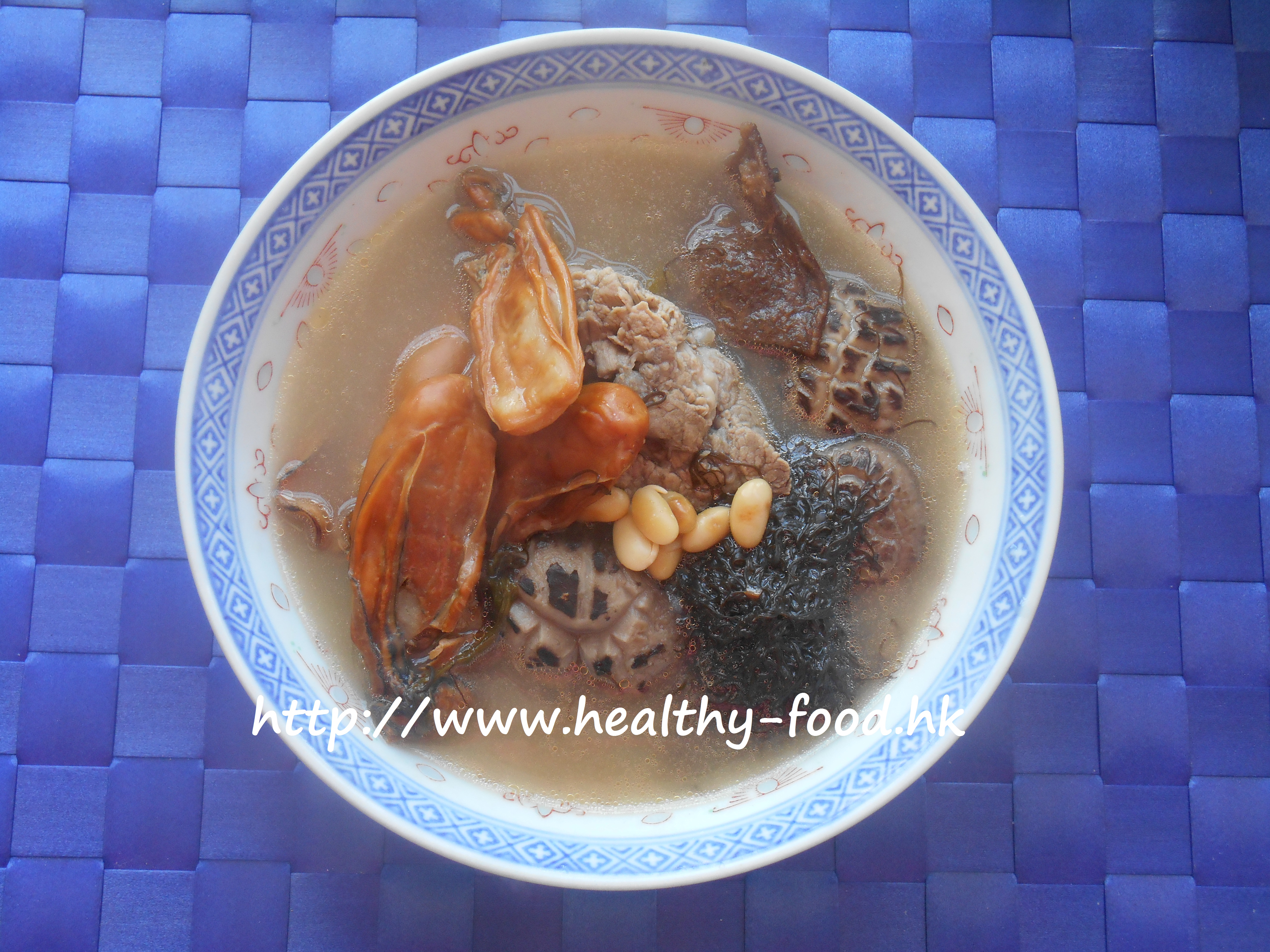 Dried Oyster, Hair Vegetable, Mushroom and Soybean Pork Rib Soup