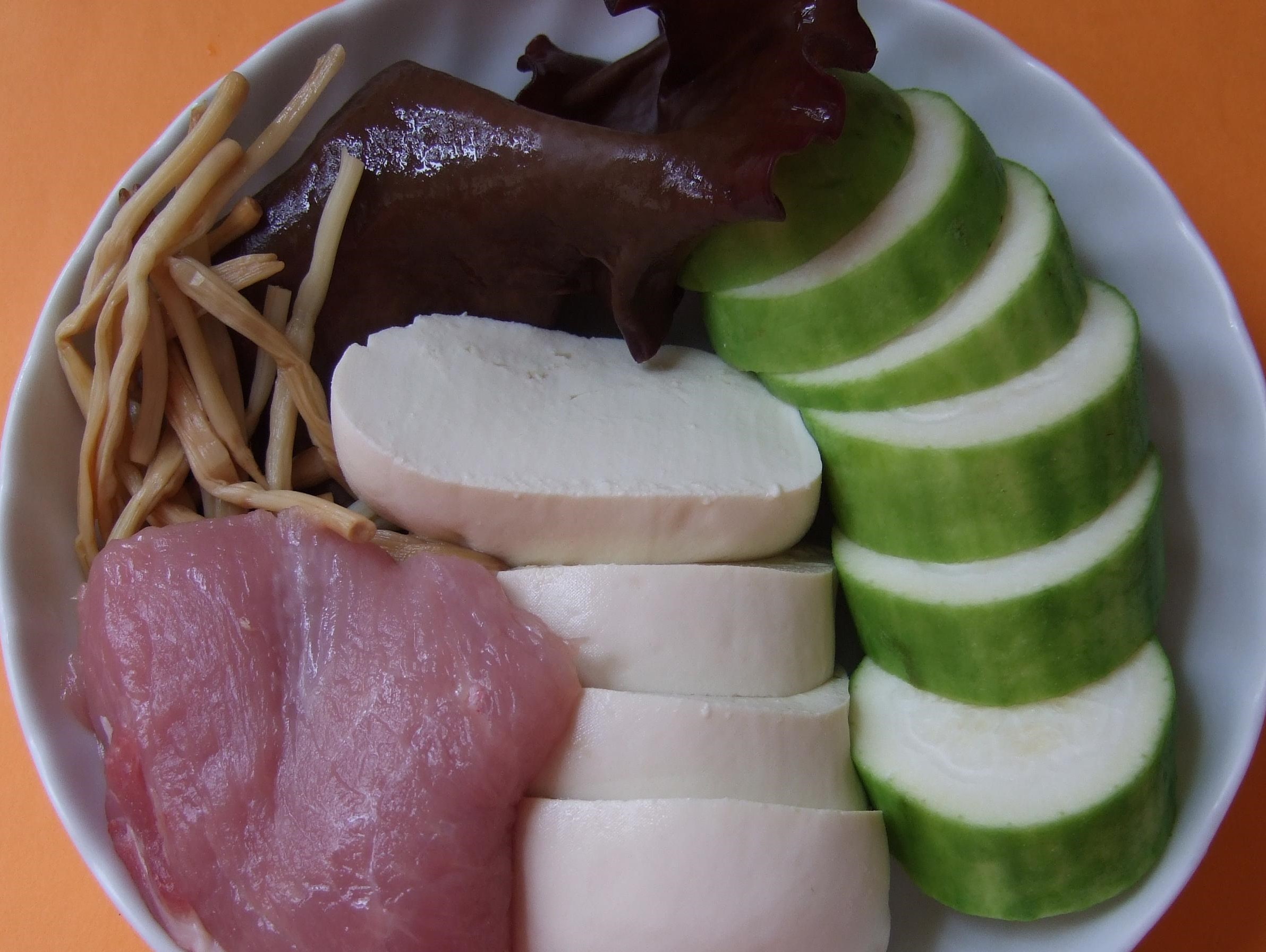Fuzzy Melon, Lily Bud, Black Wood Ear and Tofu Pork Soup