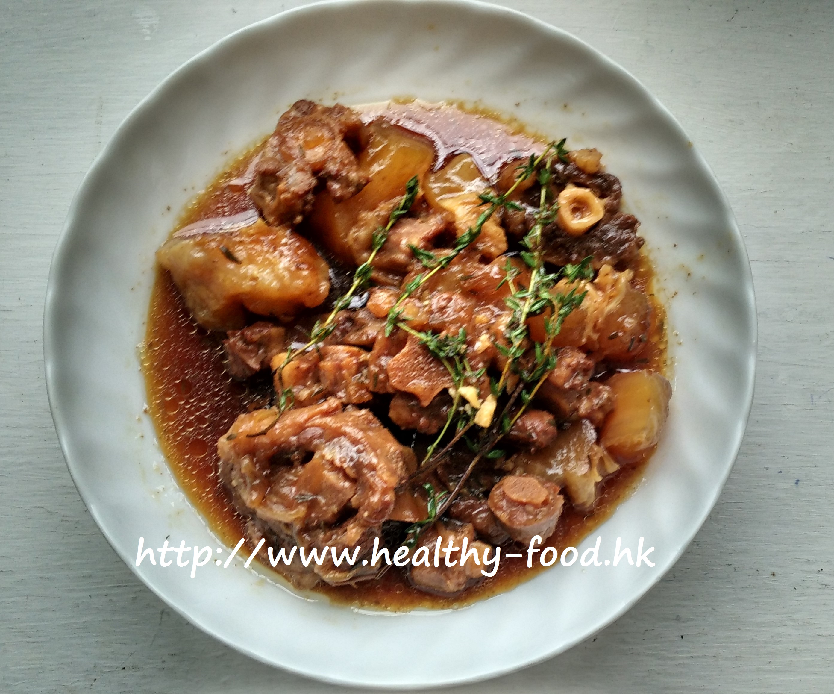 Thyme Red-Braised Beef Tendon and Oxtail