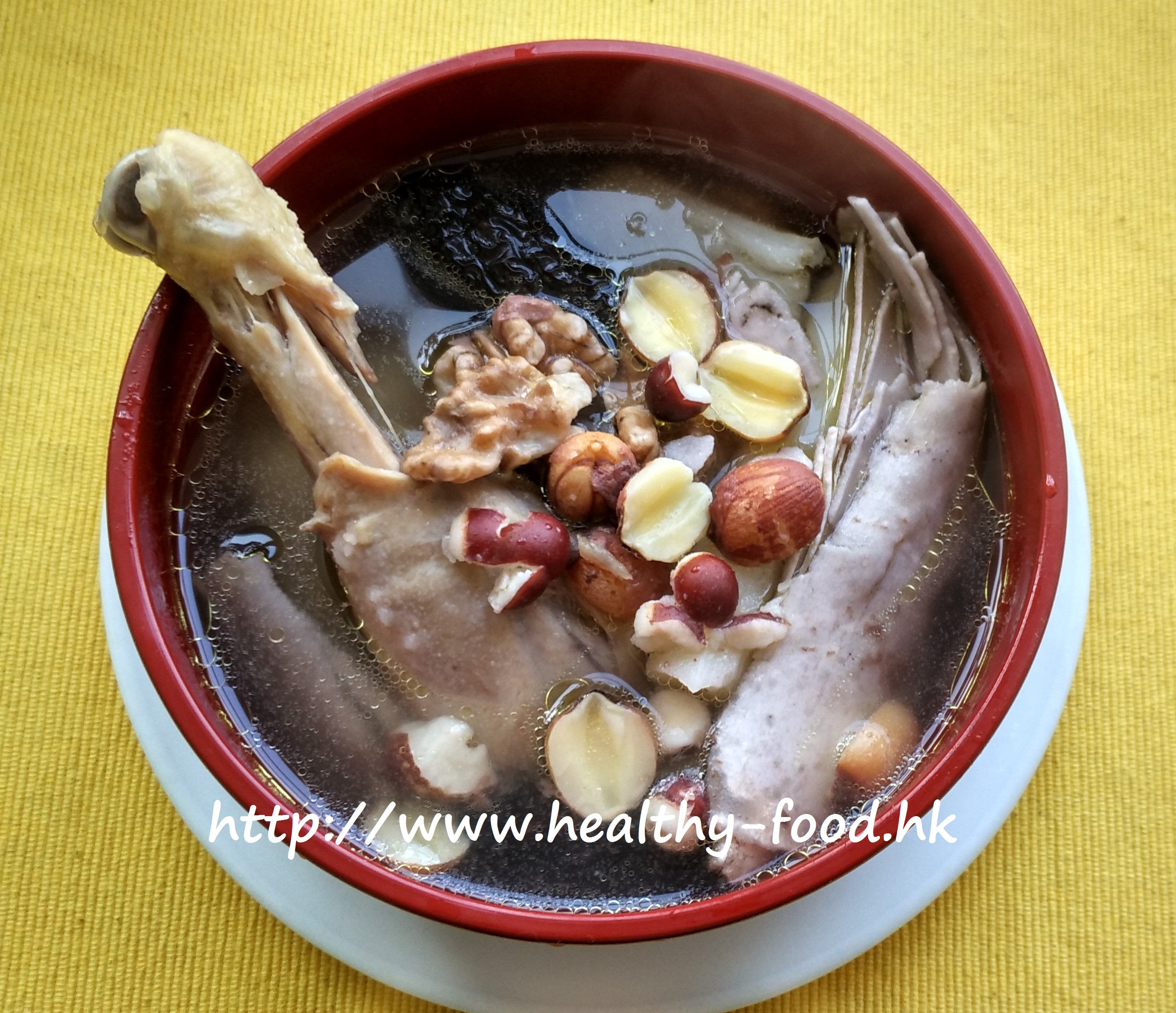 Huai Shan, Poria, Lotus Seed and Euryale Double-Steamed Free-Range Chicken