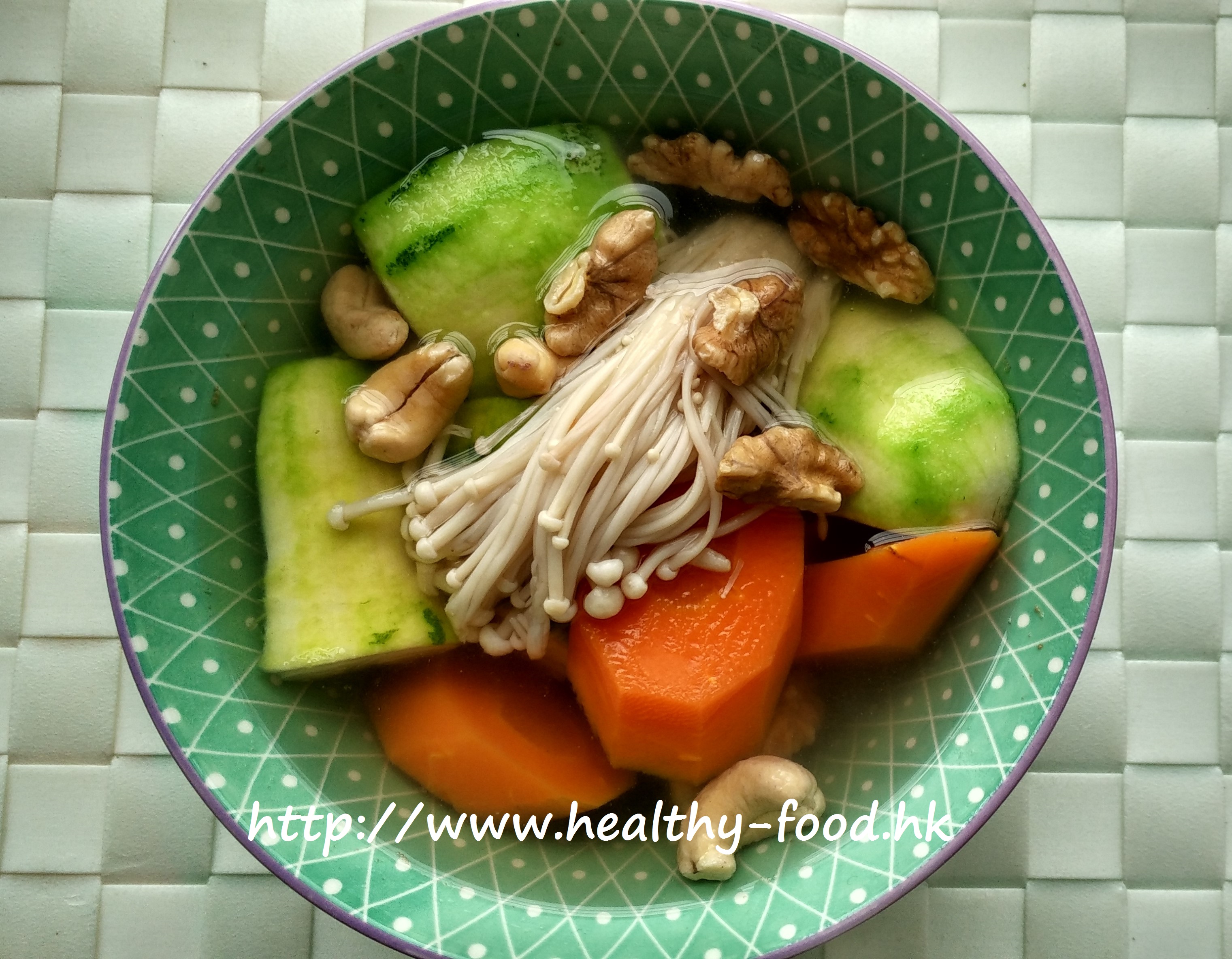 Enoki Mushroom, Walnut & Fuzzy Melon Soup