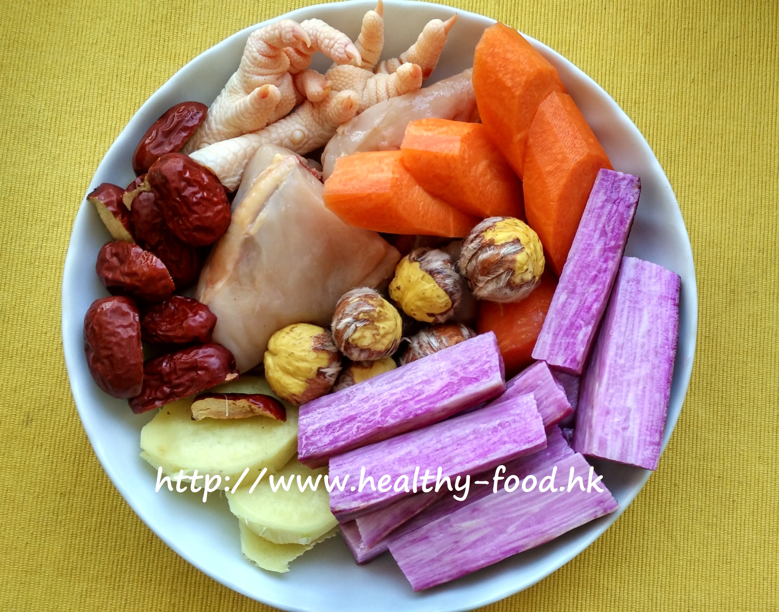 Purple Chinese Yam, Chestnut and Chicken Soup