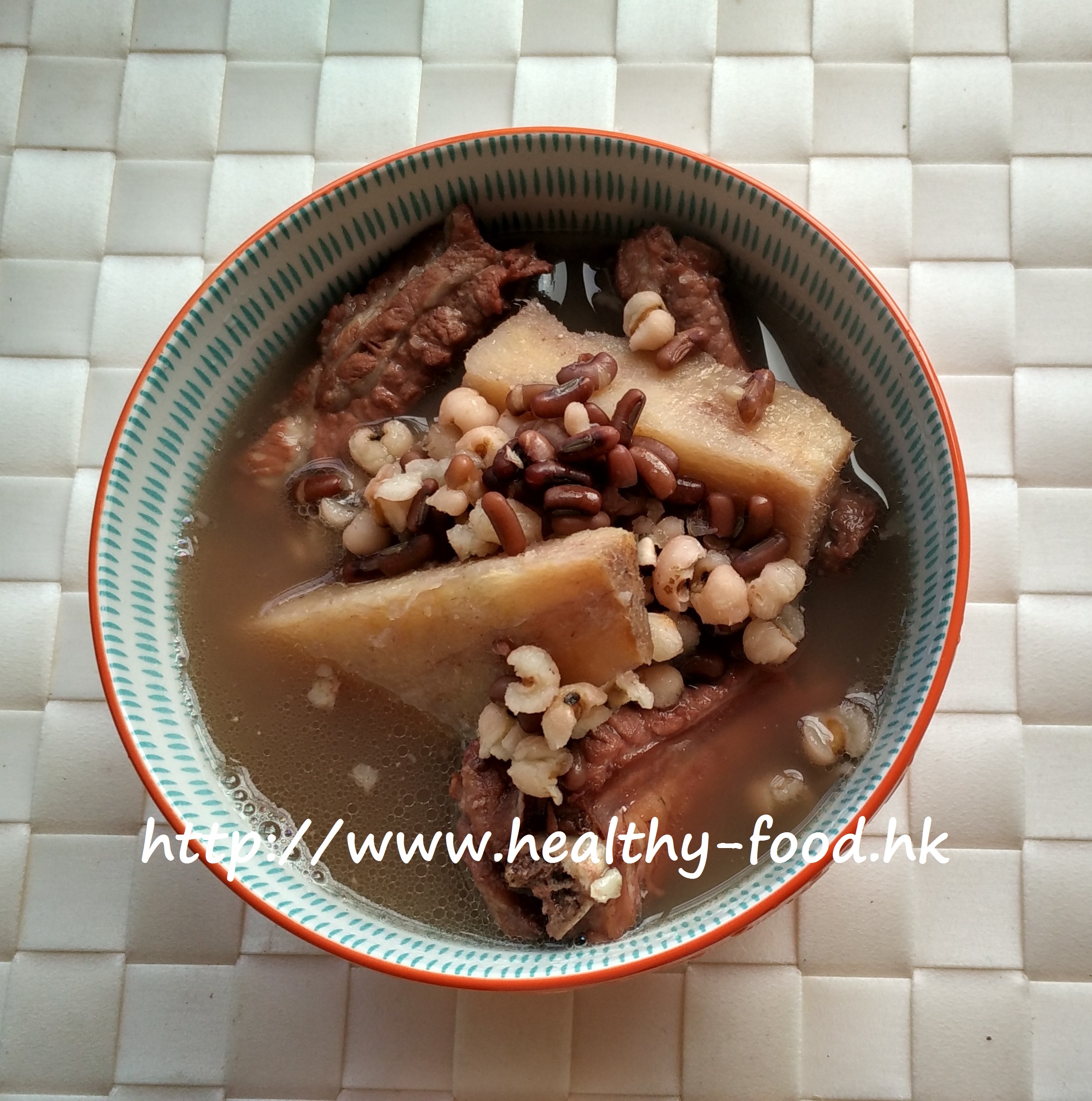 Kudzu Root, Azuki Bean, Coix Seed and Pork Rib Soup