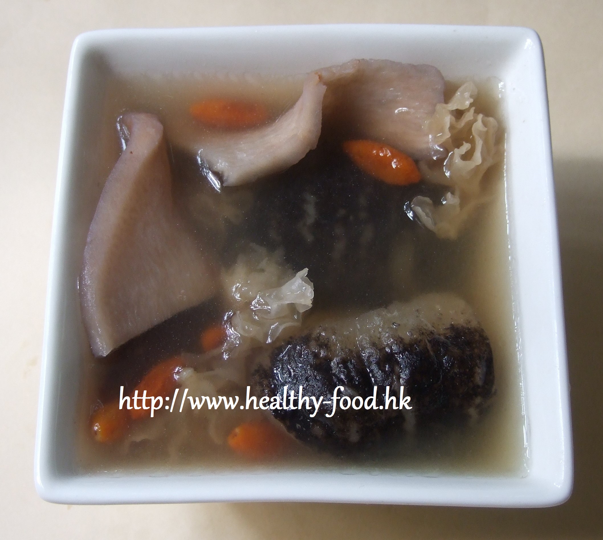 Huai Shan, Goji Berry, Snow Fungus & Sea Cucumber Double-Steamed Stew