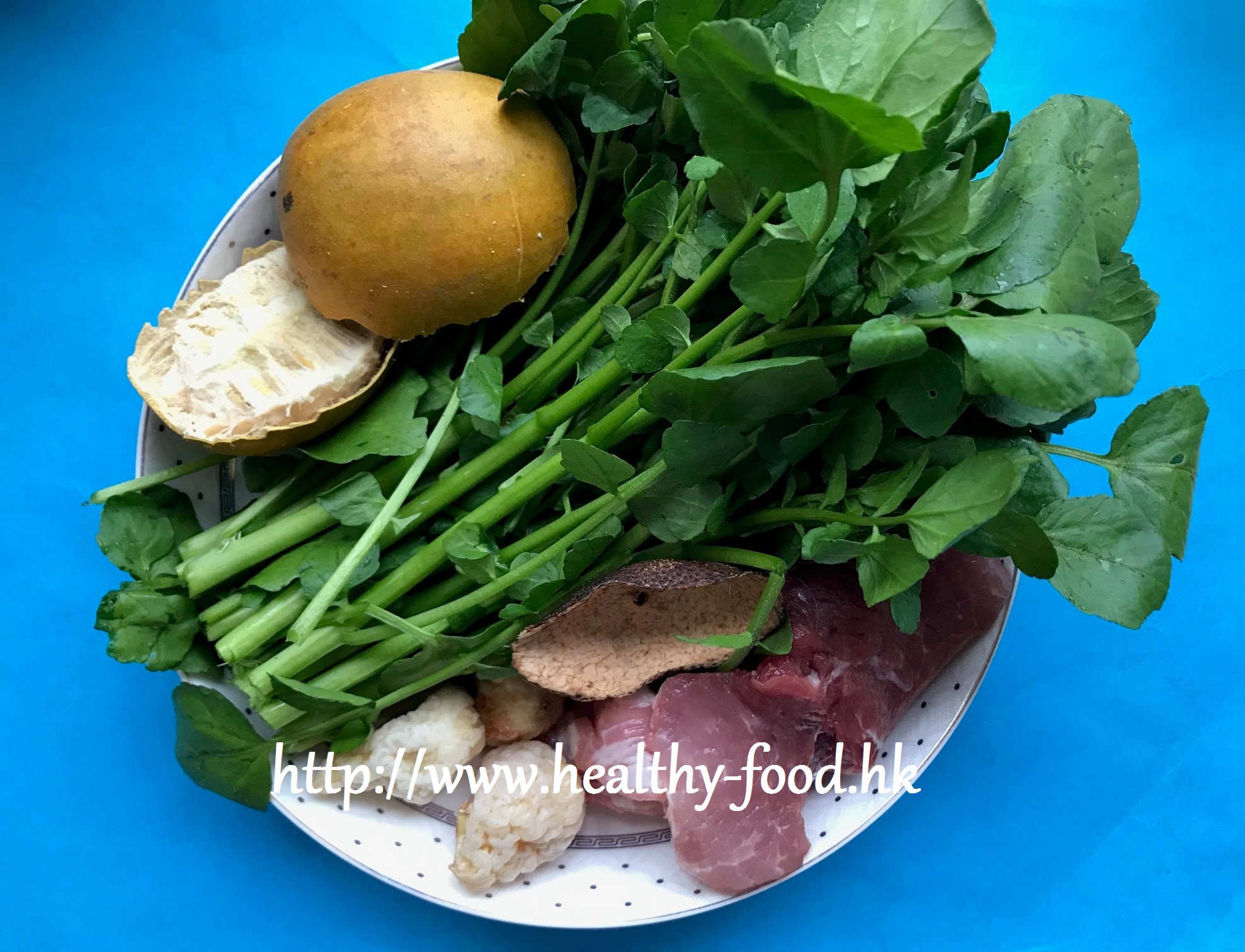 Watercress, Golden Monk Fruit and Pork Shin Soup
