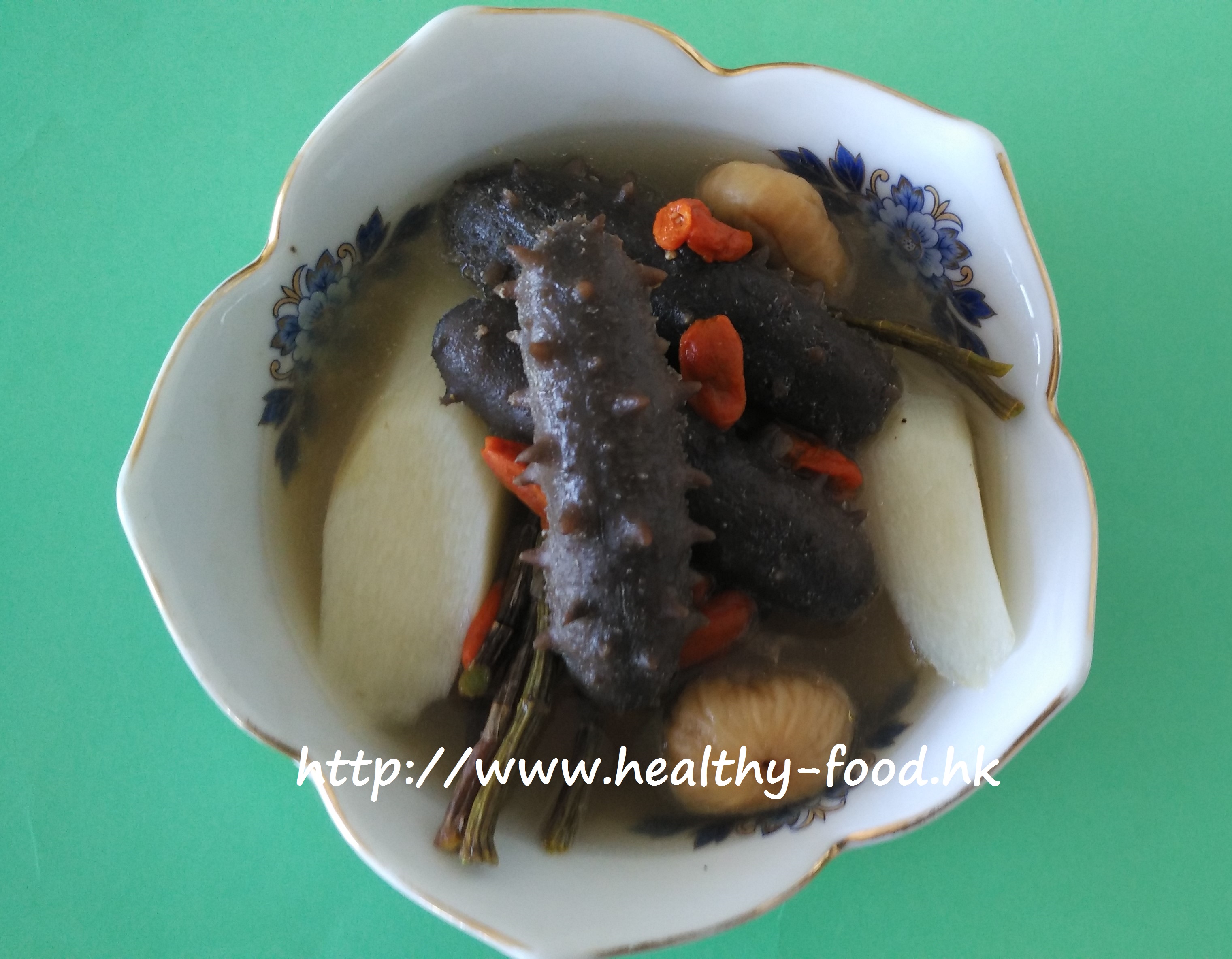 Fresh Yam, Dendrobium, Goji and Sea Cucumber Soup
