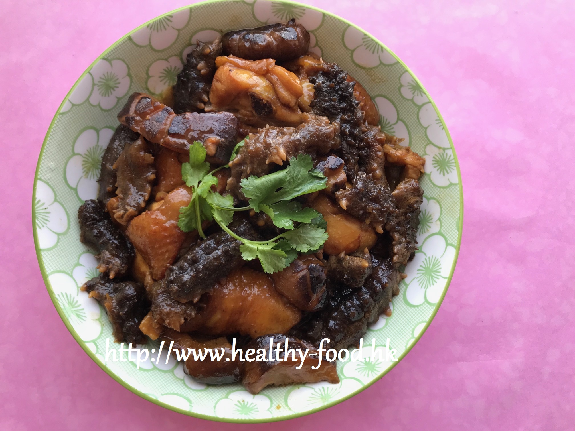 Braised Chicken with Flower Mushrooms and Sea Cucumber