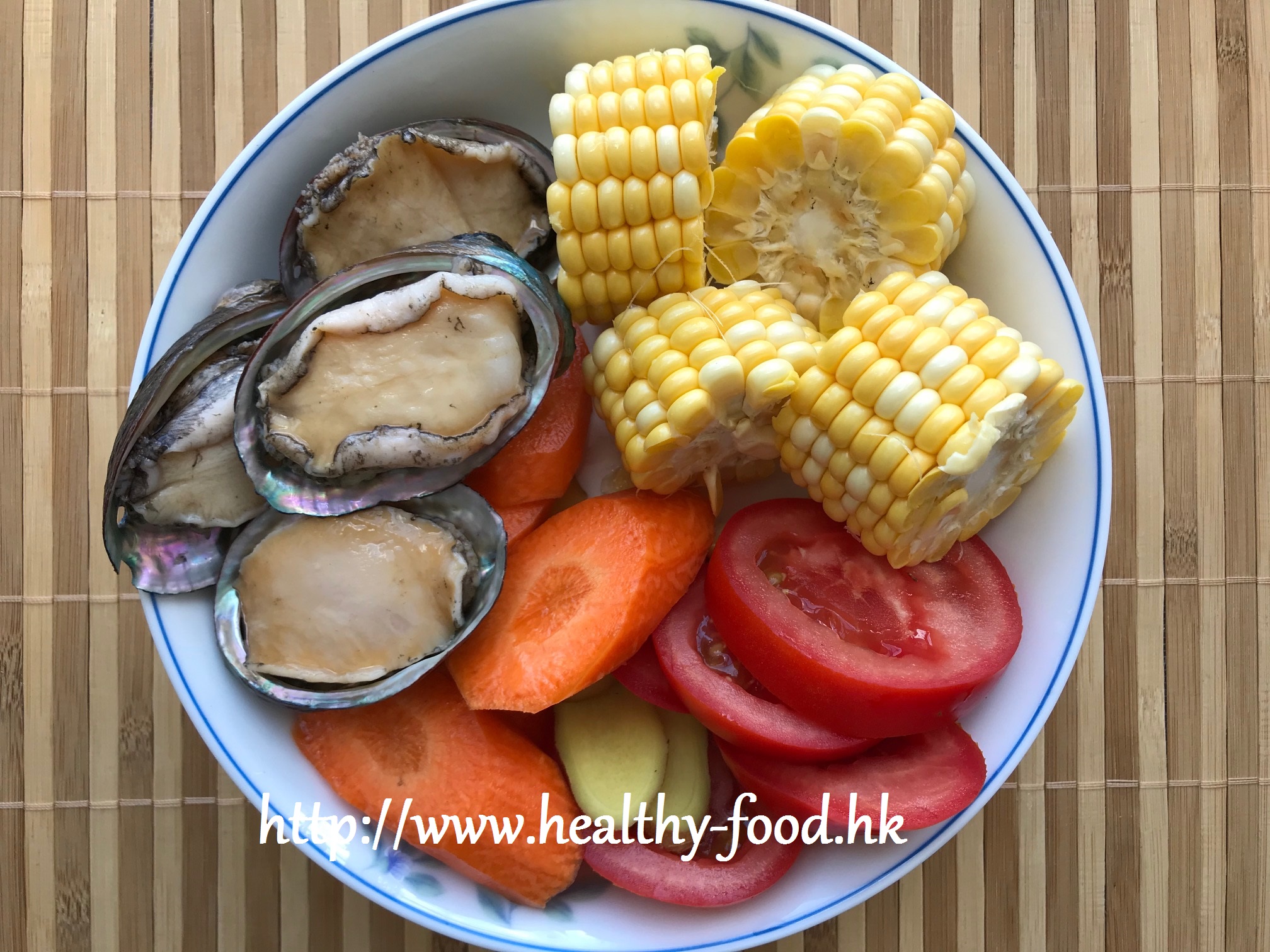 Tomato, Carrot, Corn and Fresh Abalone Soup
