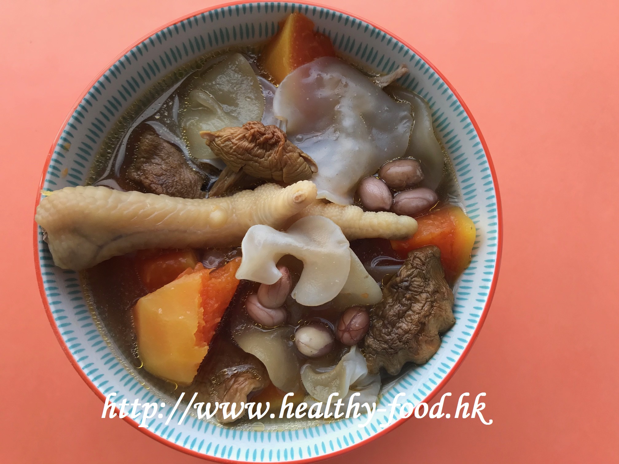 Agaricus Mushroom, White Jade Fungus, Papaya, and Chicken Foot Soup
