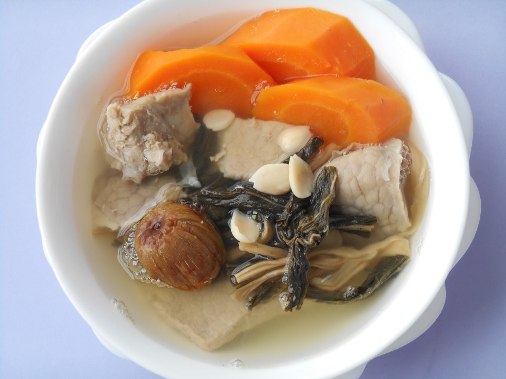 Dried Cabbage, Almond, Carrot and Pork Lung Soup