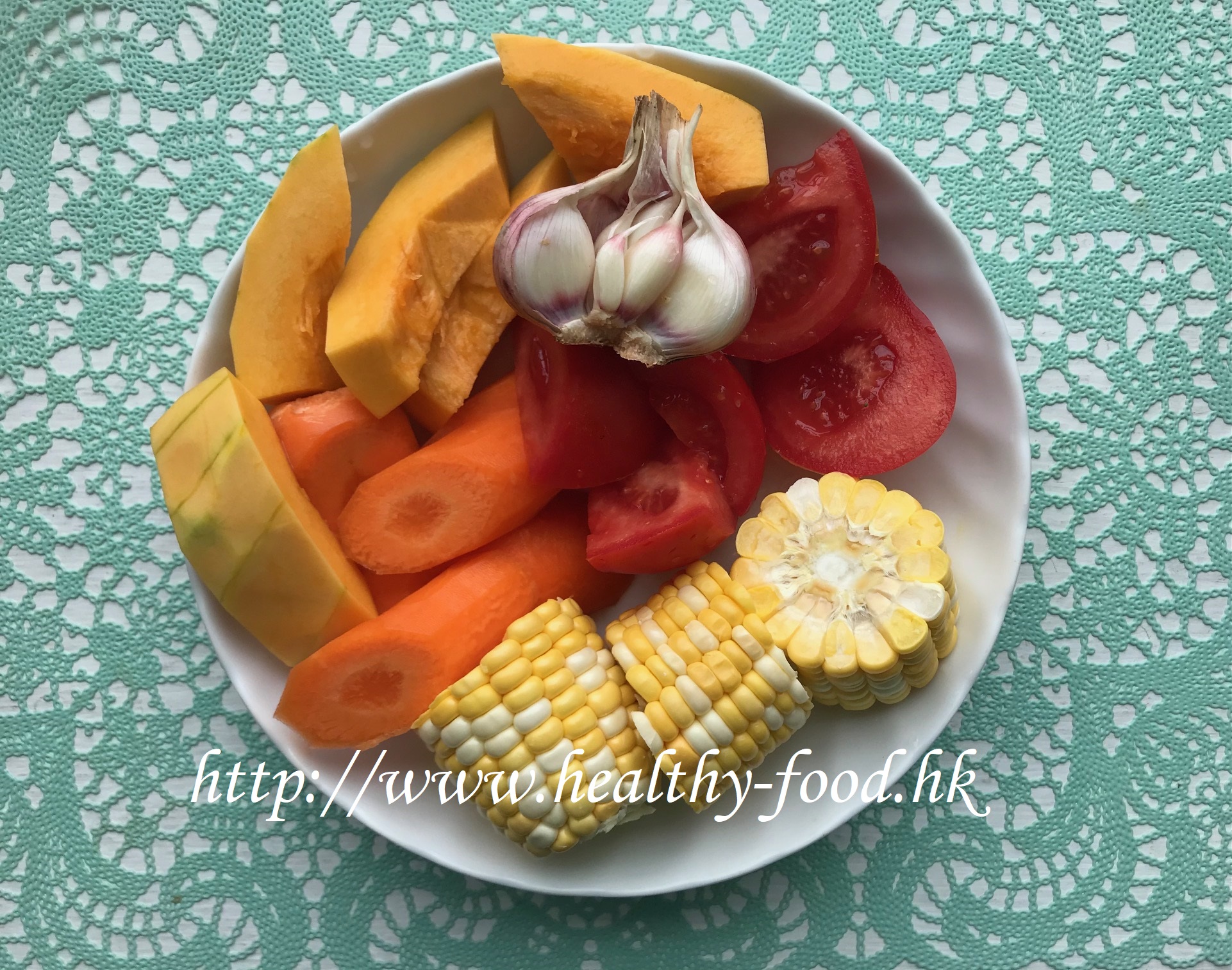 Pumpkin, Garlic and Mixed Vegetable Soup