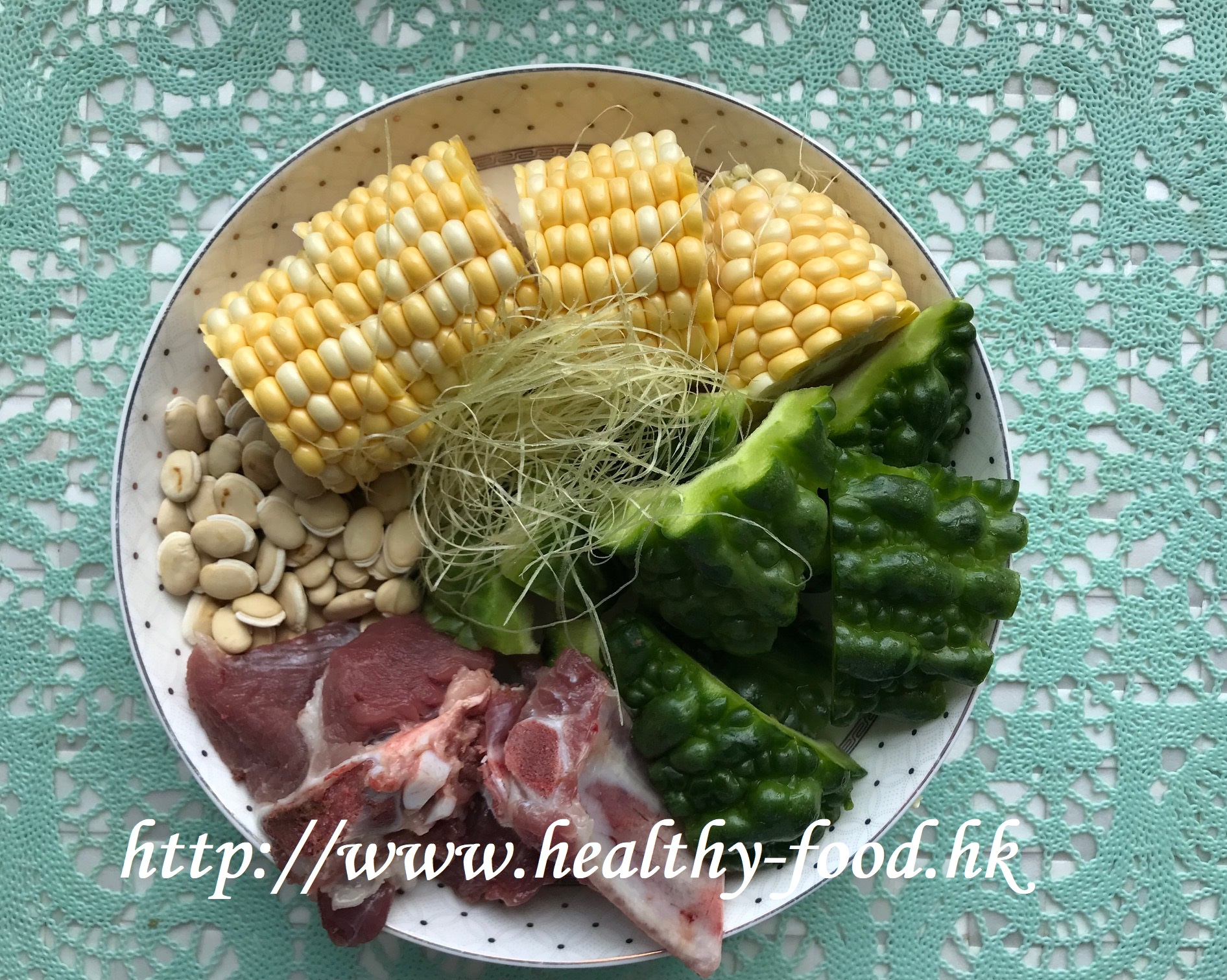 Bitter Melon, Corn and Hyacinth Bean Pork Rib Soup