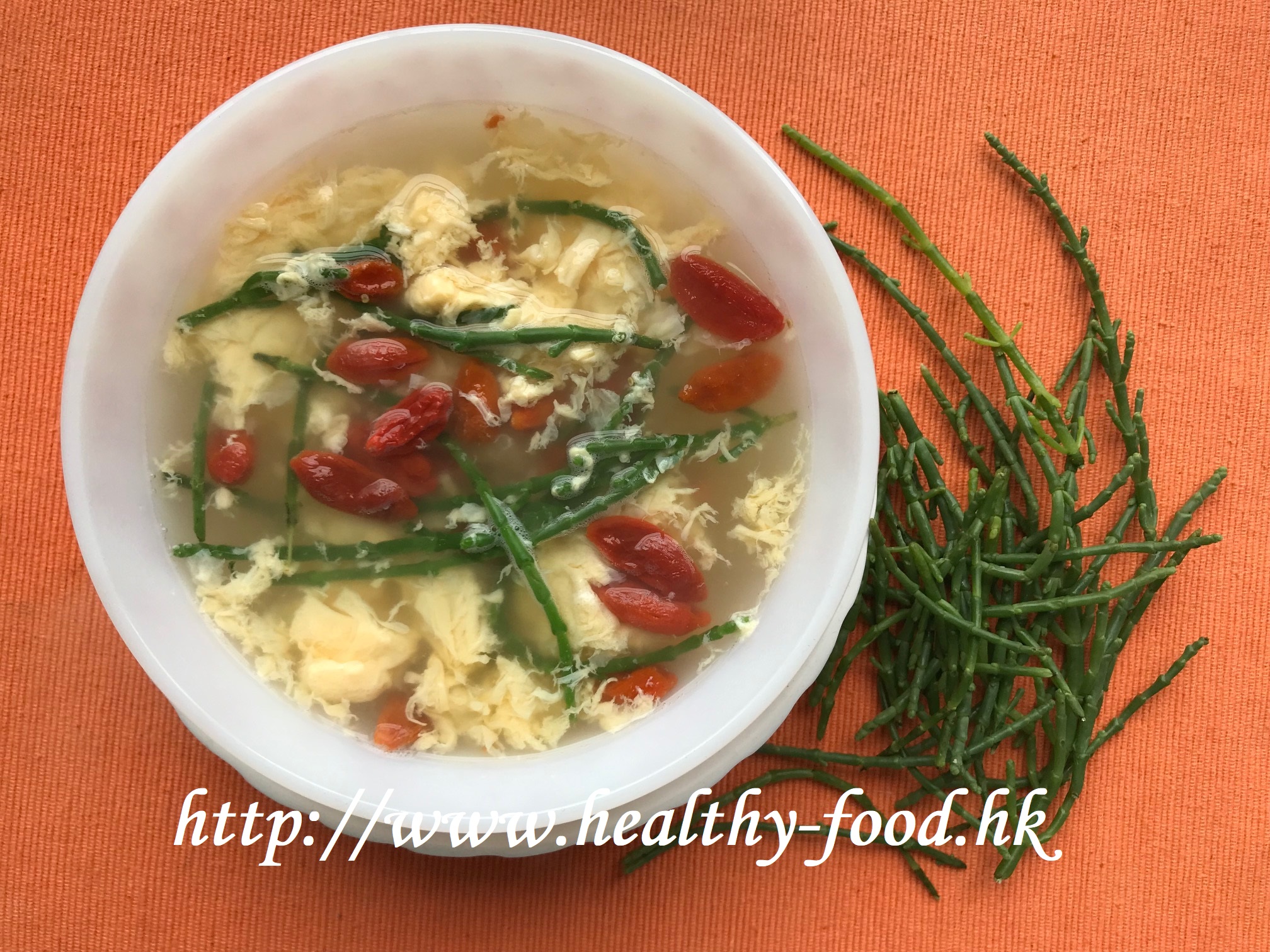 Sea Samphire, Goji and Egg Drop Soup