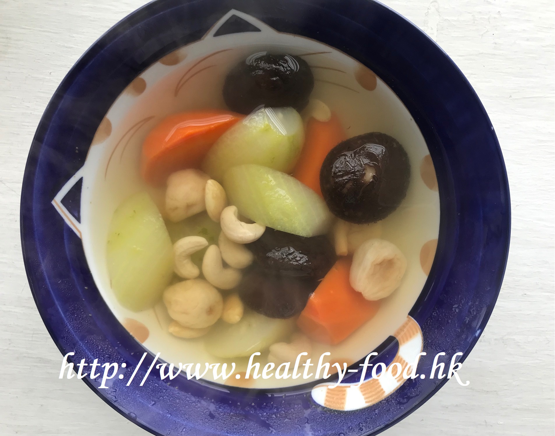 Five-Color Vegetable Soup (Hairy Gourd, Carrot, Shiitake, Fig & Cashew)