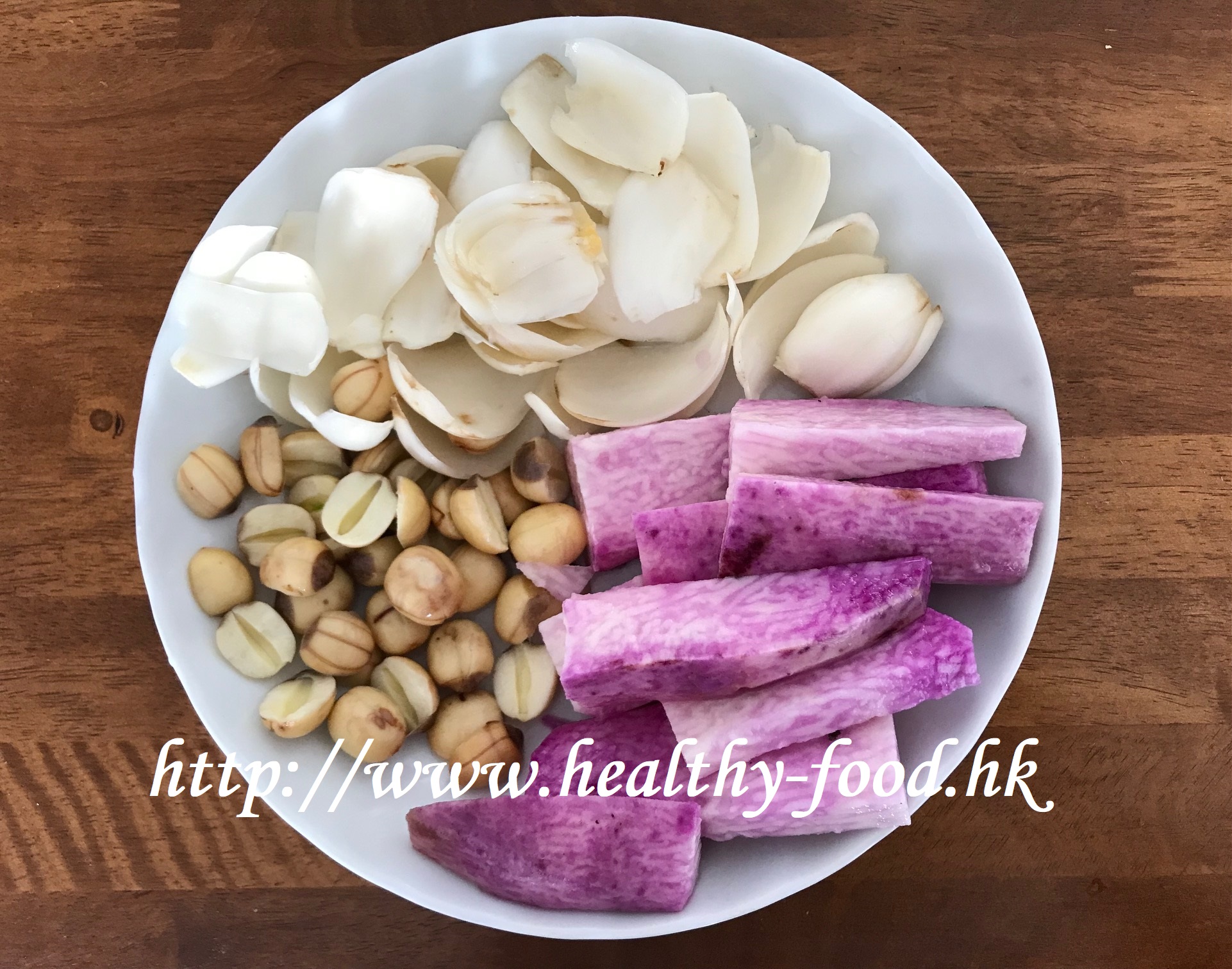 Purple Chinese Yam, Fresh Lotus Seed and Fresh Lily Bulb Soup