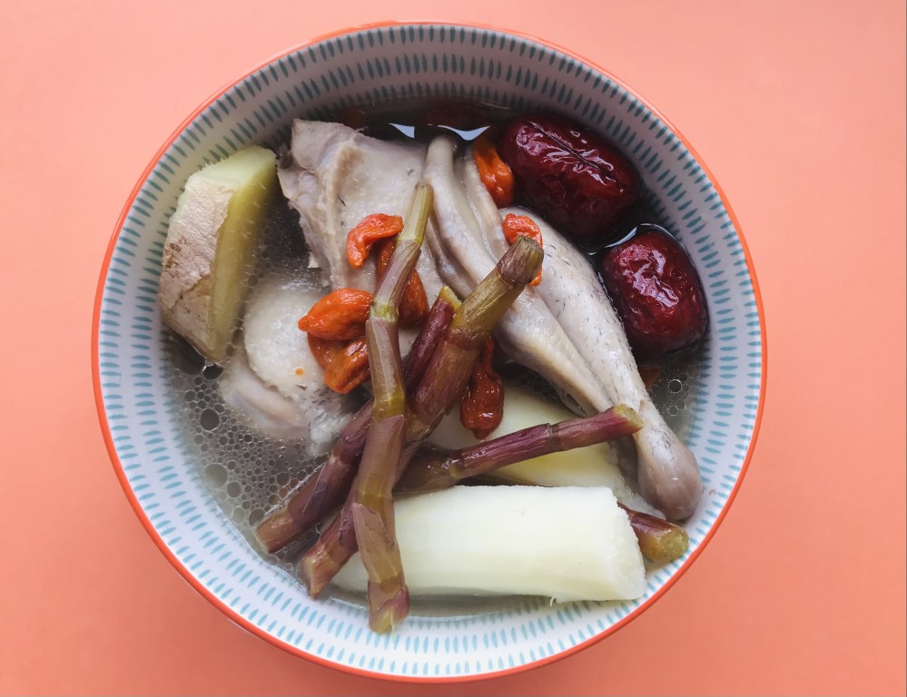 Yam, Dendrobium and Goji Double-Boiled Mallard Duck (Shui Ya Dun Tang)