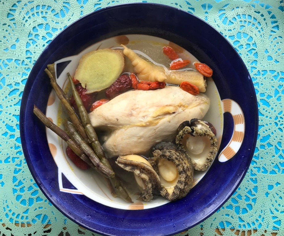 Fresh Dendrobium, Goji Berry, Fresh Abalone, and Chicken Soup