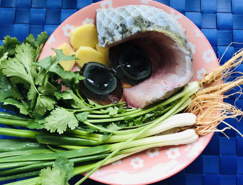 Coriander, Scallion, Ginger, Century Egg & Grass Carp Soup